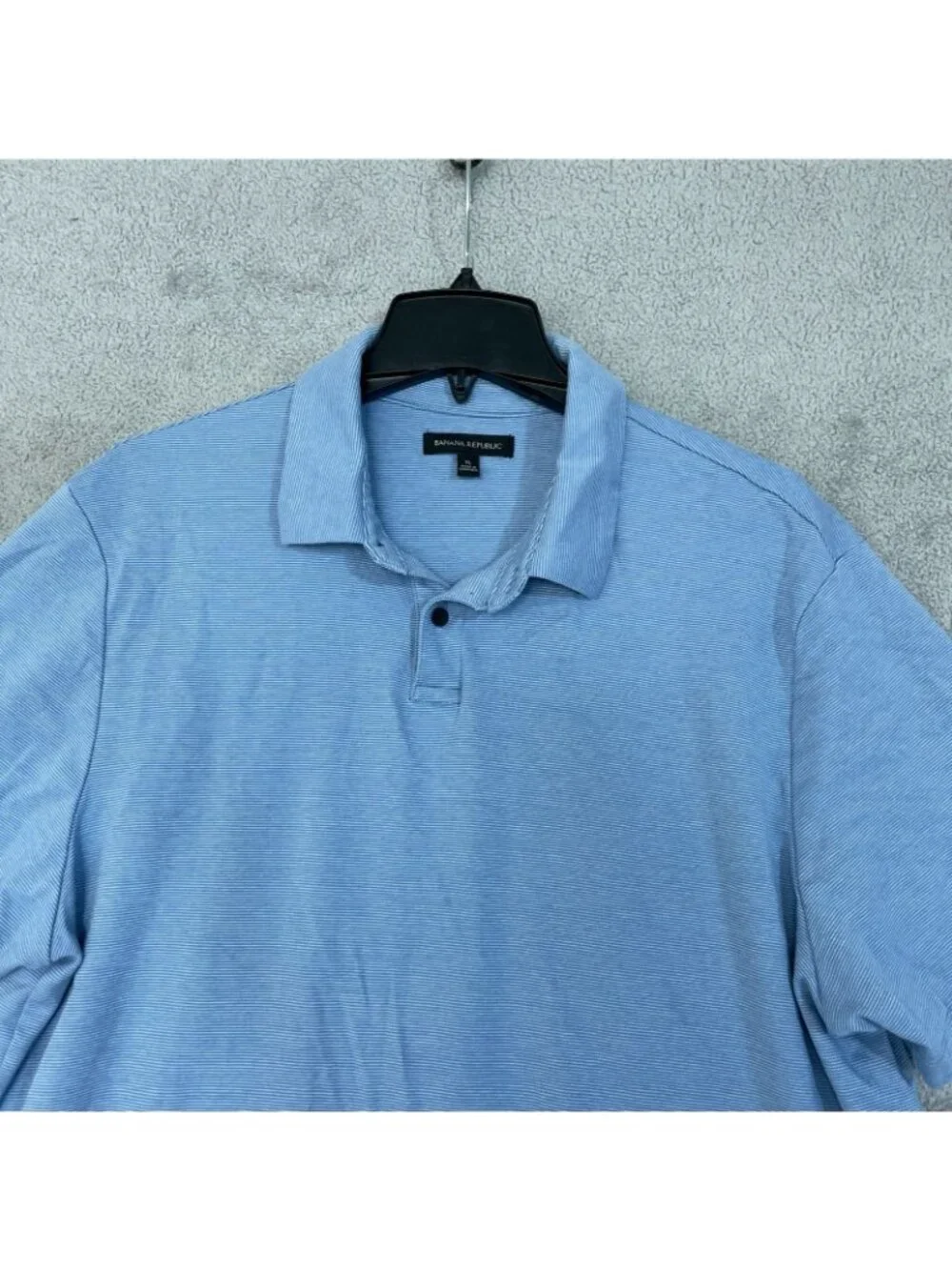 NWOT Banana Republic Men's XL Blue Striped Polo Shirt 100% Cotton Short Sleeve